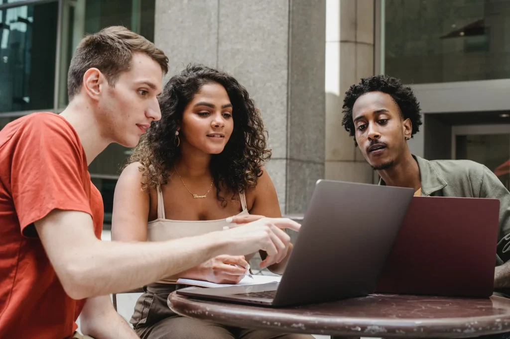 A team working hands-on together
