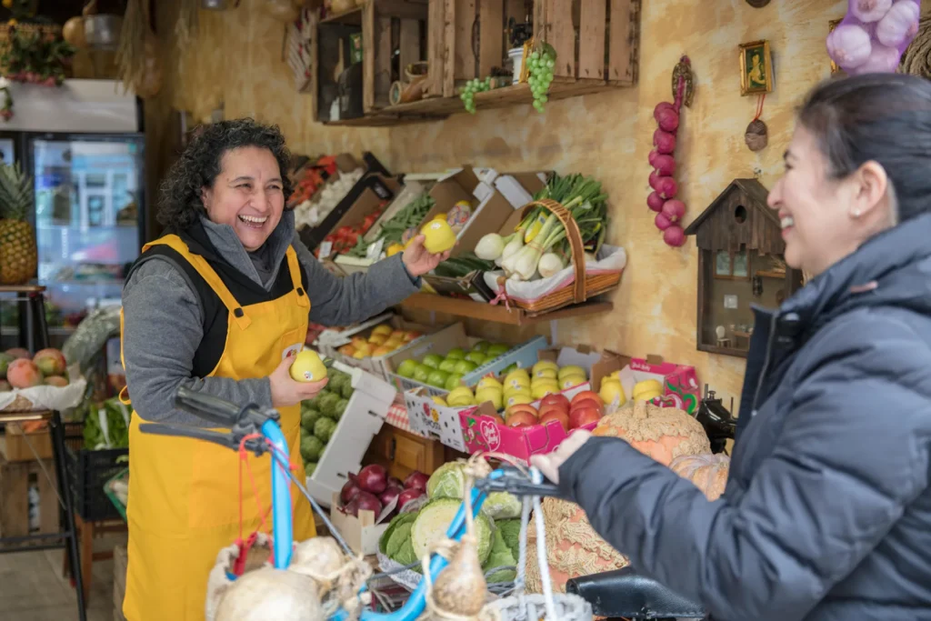 Small business owners at a local market